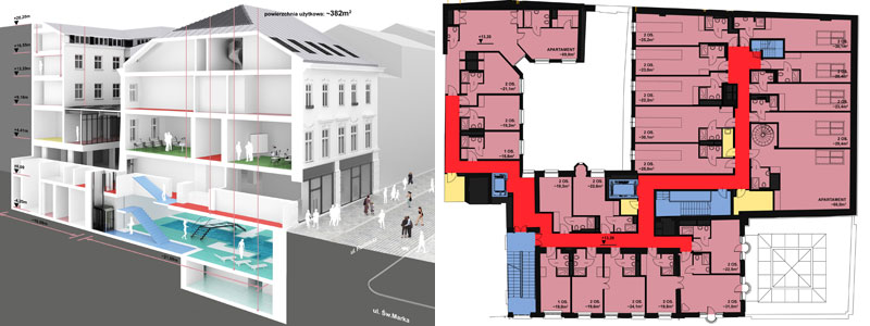 wariant 1 - hotel - 51/58 pokoi - powierzchnia 3680 m wariant 1 - hotel - 51/58 pokoi - powierzchnia 3680 m